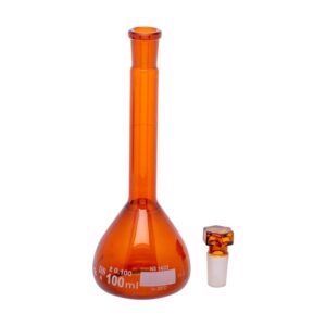 Flask Volumetric, Amber Glass With Interchangeable Glass Stopper, Class A