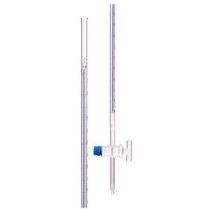 Burette in Schellbach Stripe with Straight Bore Moulded Screw Thread Glass Stopcock, Class A