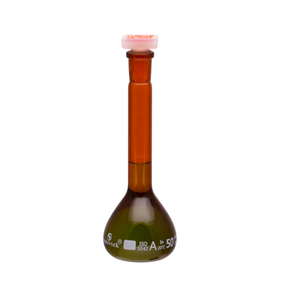 Flask Volumetric, Amber Glass With PP Super Stopper™, Class A
