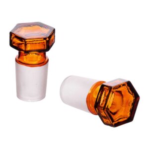 Stopper Glass, Amber Hollow Hexagonal Head