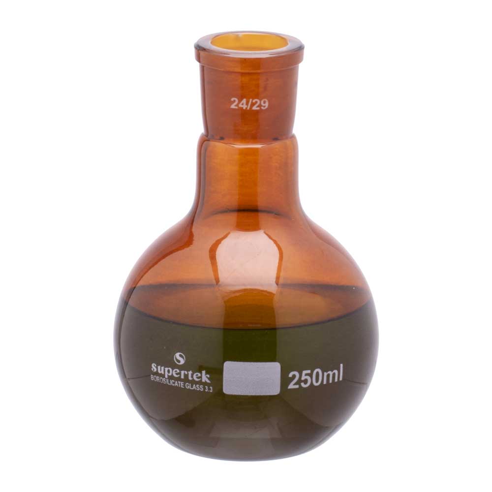 Flask Flat Bottom Single Neck Amber Color - Image 2