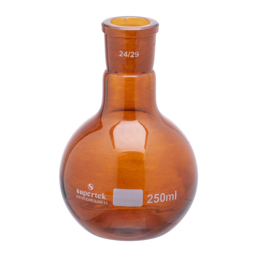 Flask Flat Bottom Single Neck Amber Color