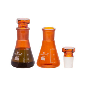 Amber Color Flask Conical with Interchangeable Stopper