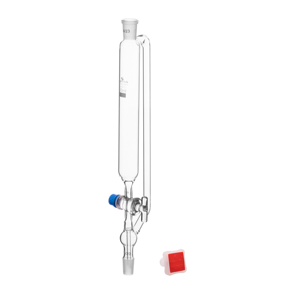 Pressure Equalizing Funnel Cylindrical with Socket, Glass Stopcock and Stem with Cone - Image 2
