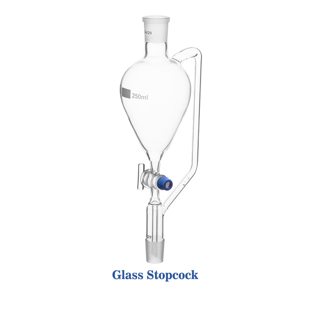 Pressure Equalizing Funnel Pear Shape with Socket, Glass Stopcock and Stem with Cone