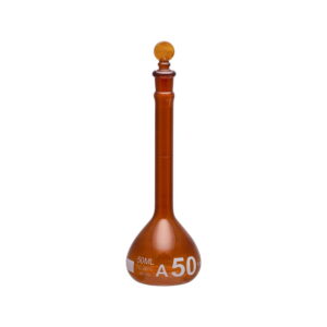Amber Volumetric Flask with Penny Head Glass Stopper, Class A
