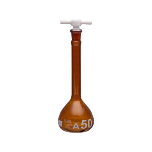 Amber Volumetric Flask with PTFE Stopper, Class A