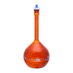 Volumetric Flask ASTM Amber, Wide Mouth Heavy Duty with PP Stopper, Class A