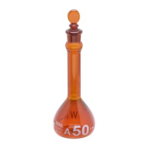 Volumetric Flask ASTM Amber, Wide Mouth Heavy Duty with Glass Stopper, Class A