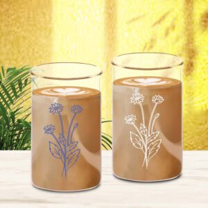 Glass Tumbler (Flower Printing) 300ml Set of 2